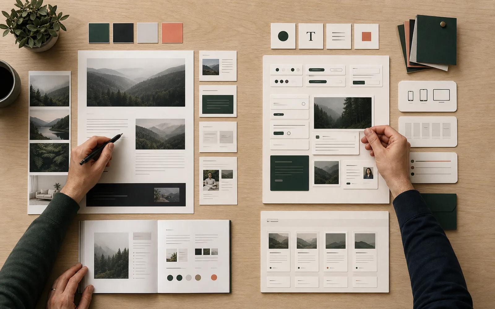 A template-led website editing workflow compared with a professional responsive component and CMS workflow